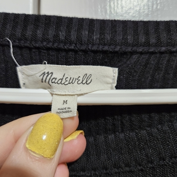 MADEWELL Rib Gathered Sleeve Top Black Size Medium - Picture 4 of 9